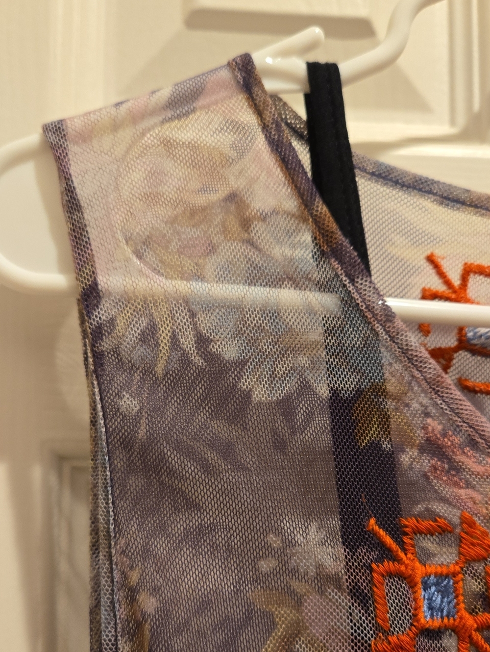 Johnny Was Embroidered Sleeveless Floral Sheer Dress - Purple - Picture 3 of 5